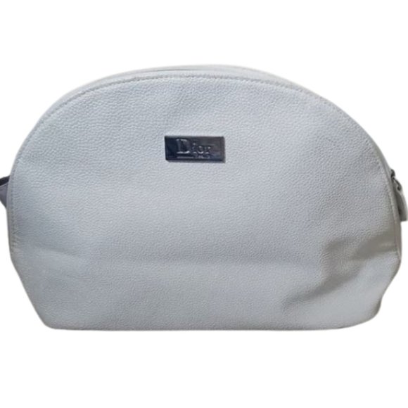 Dior Parfums White‎ Metallic Cosmetic Bag. Pre-loved In Good Condition - Picture 1 of 16